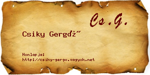 Csiky Gergő névjegykártya